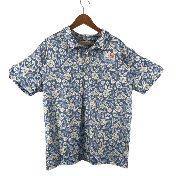 Laguna Swim Mens Floral Polo Shirt - Short Sleeve - UPF 40 Sun Protection - Picture 5 of 10